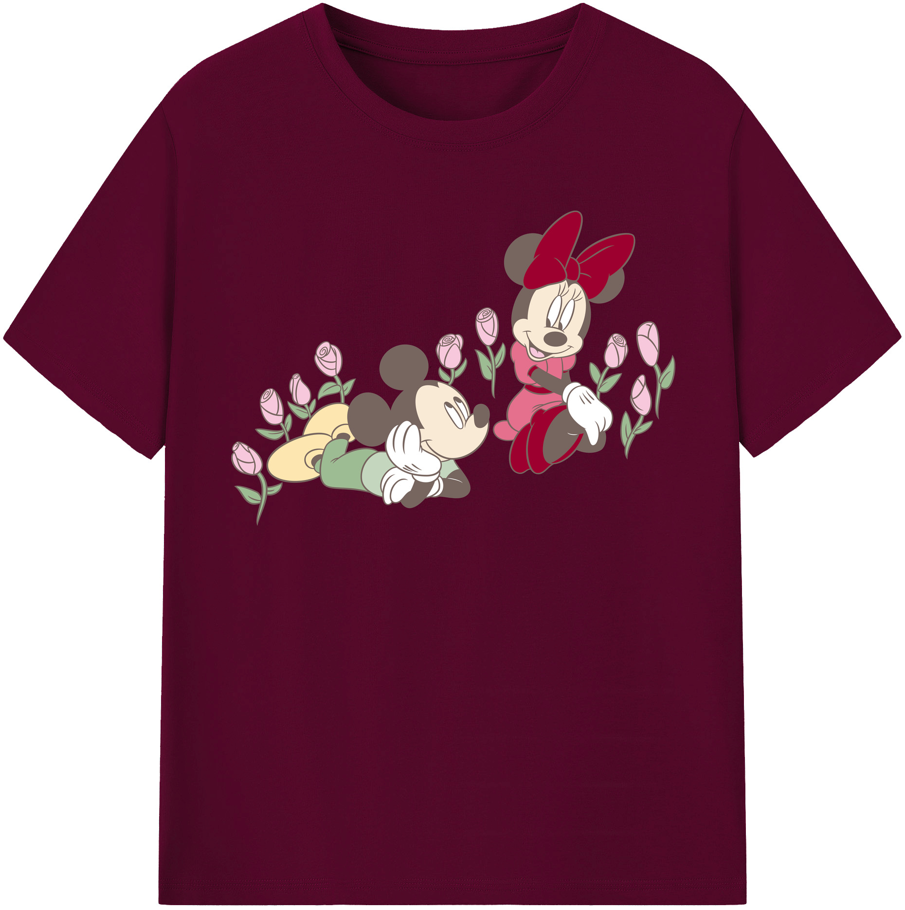 （画像用） ミッキーマウス Mickey Mouse レディースカジュアルプリントTシャツ（綿100％）
